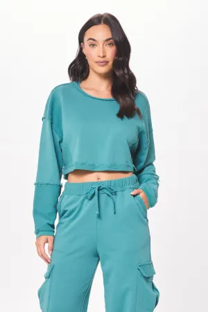 Teal Grün Terry Cargo Fleece Crewneck