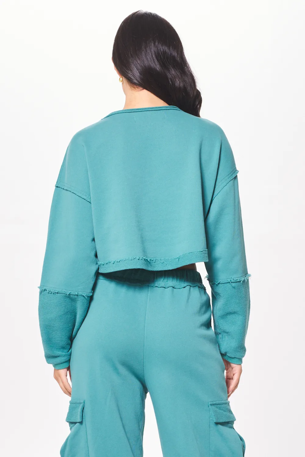 Teal Grün Terry Cargo Fleece Crewneck