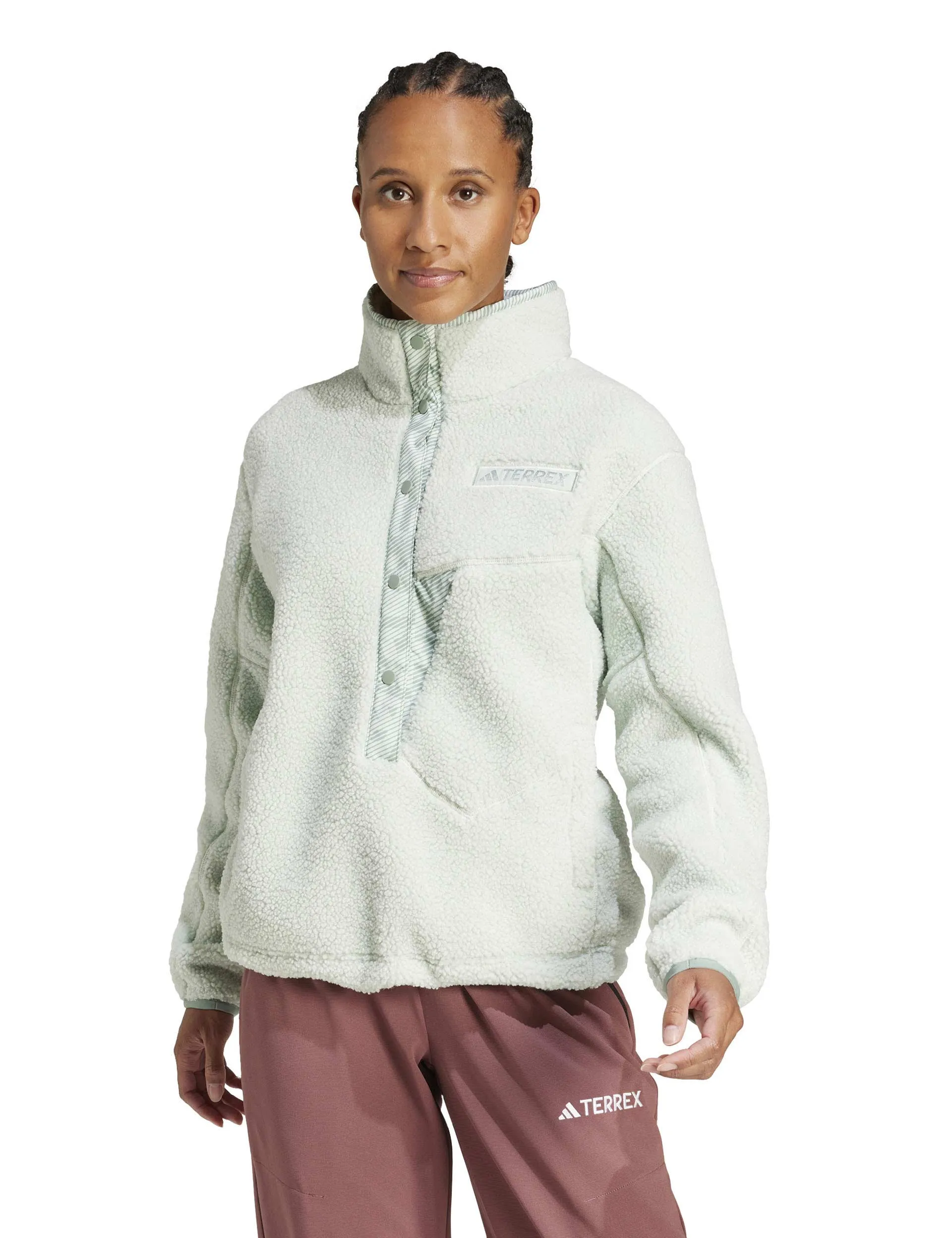 Terrex Xploric High-Pile-Fleece-Pullover-Sweatshirt - Leinengrün