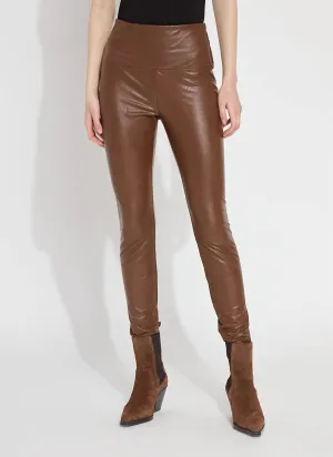 Strukturierte Lederleggings in Bisque