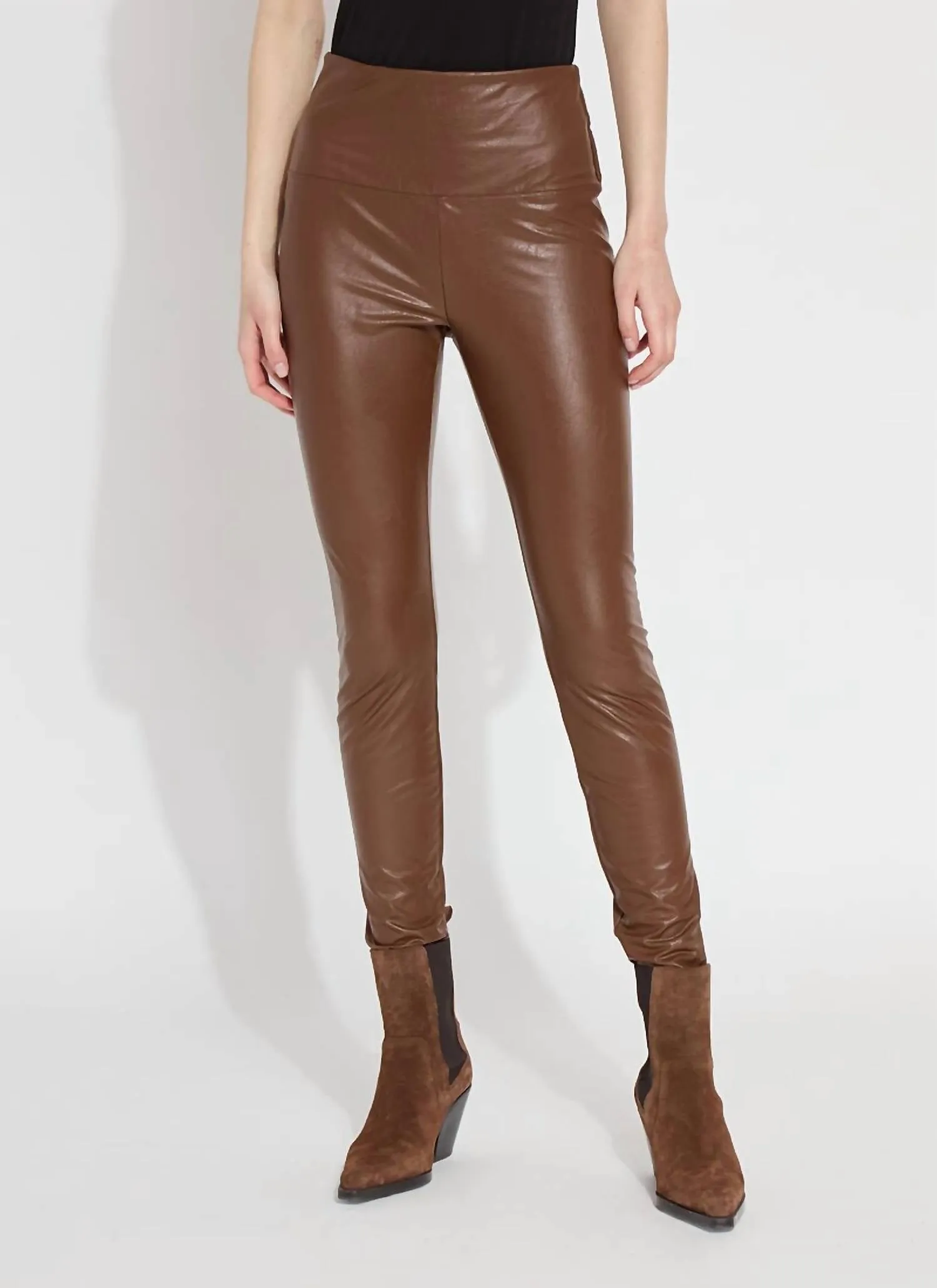 Strukturierte Lederleggings in Bisque