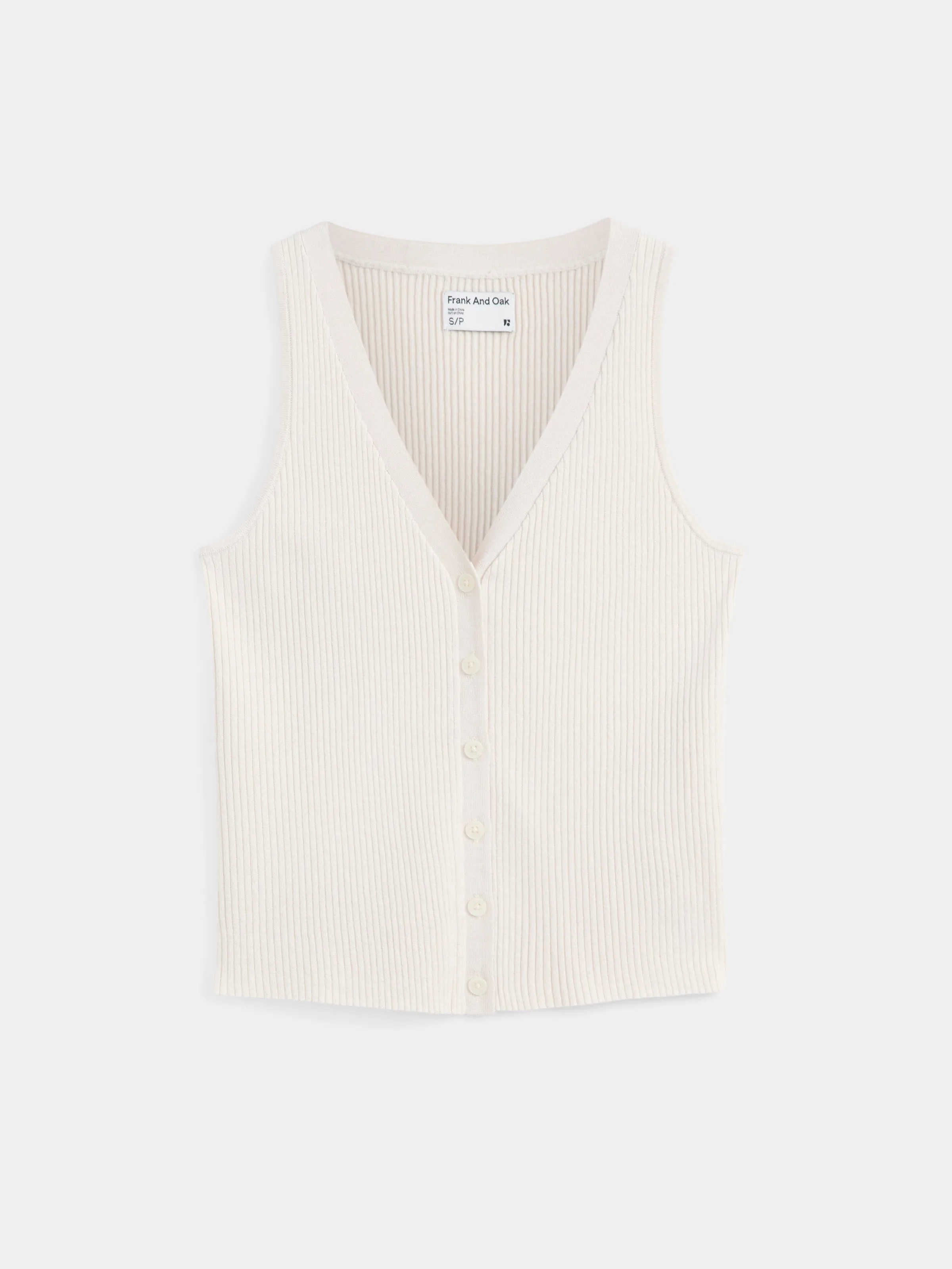 Der Knopf-Sweaterweste in Naturbeige