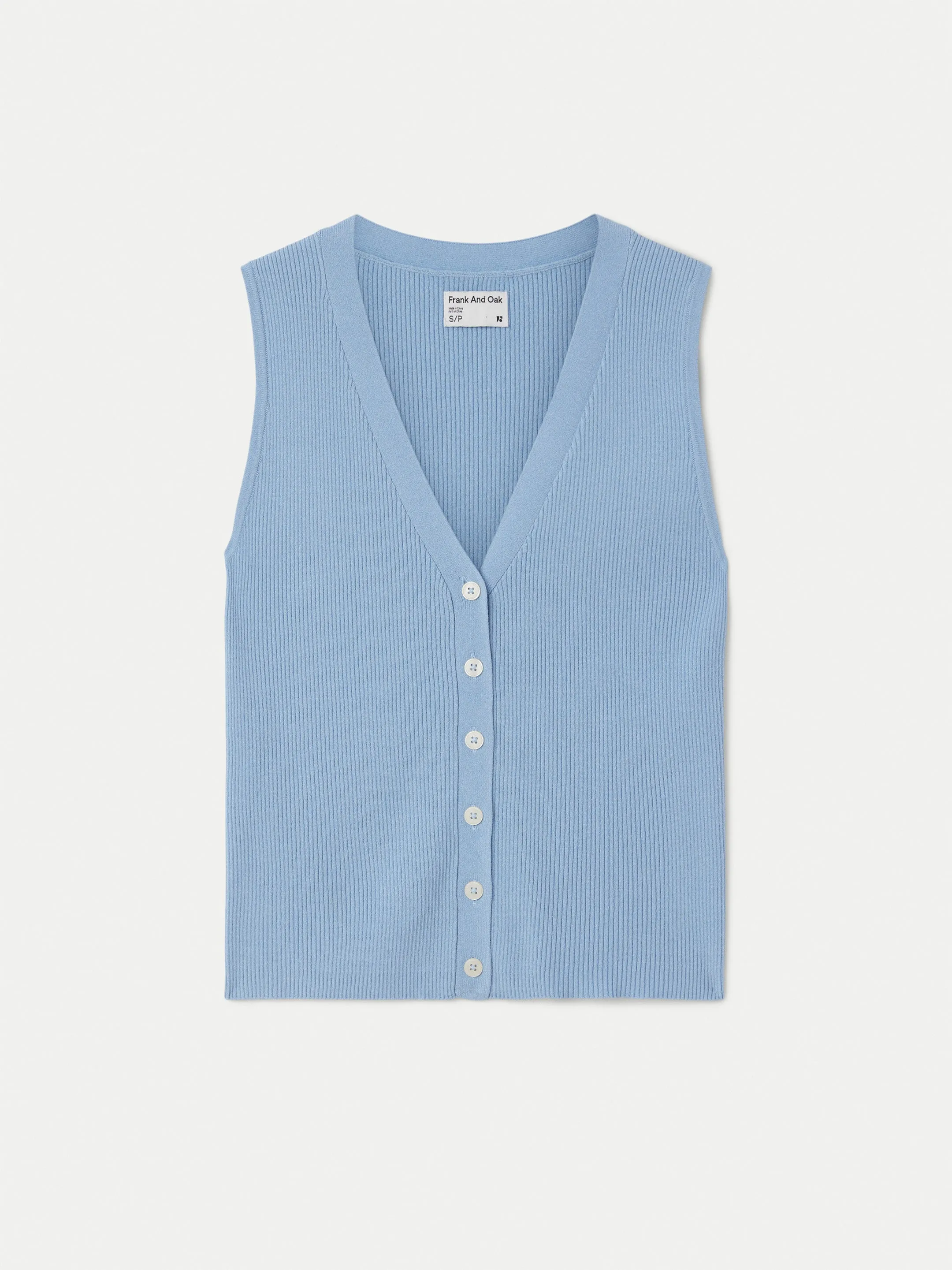 Der Knopf-Sweaterweste in Himmelblau