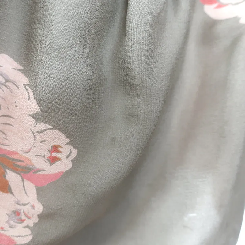 DIE GROSSARTIGE Peplum-Bluse in Taube mit Blumenmuster aus Seide in Größe 0