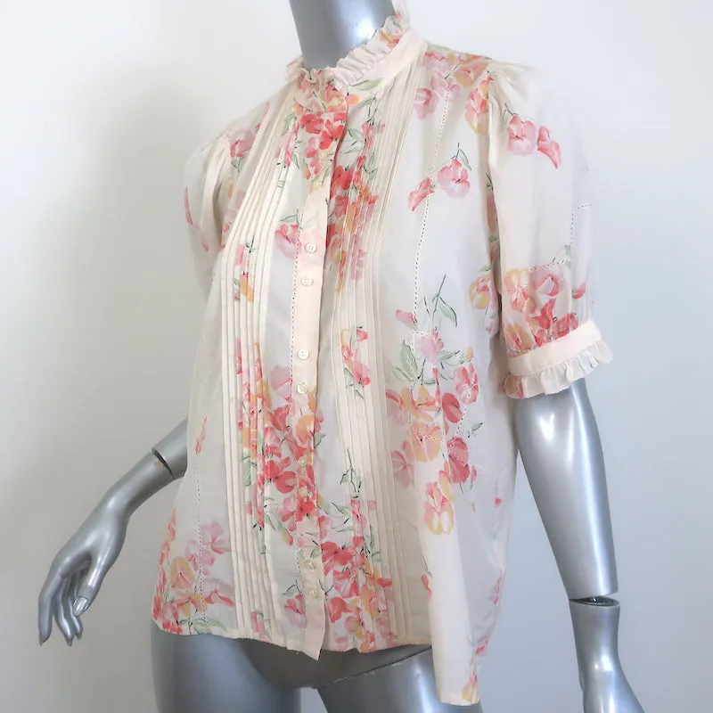 Die große The Fiddle Top Hillside Bluse mit floralem Druck in Größe 0 und Knopfleiste