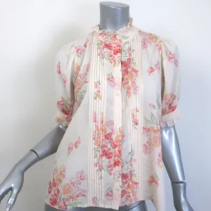 Die große The Fiddle Top Hillside Bluse mit floralem Druck in Größe 0 und Knopfleiste
