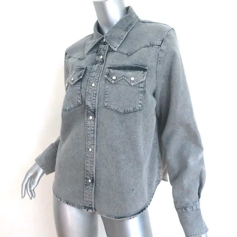 THE GREAT Western Snap-Front Shirt Grau Baumwolle Größe 1 Langarm Oberteil