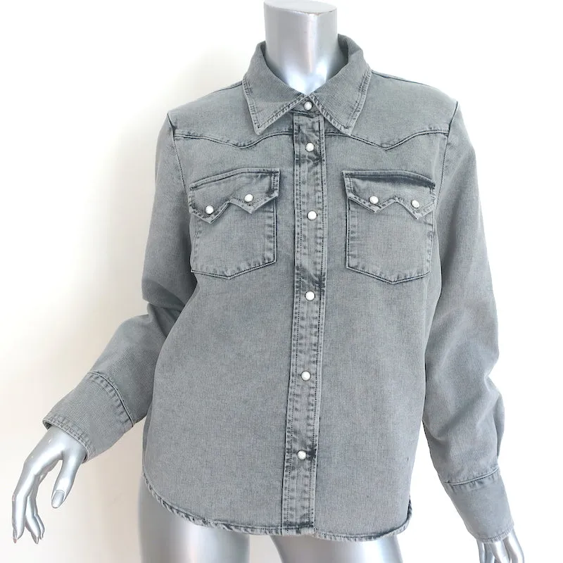 THE GREAT Western Snap-Front Shirt Grau Baumwolle Größe 1 Langarm Oberteil
