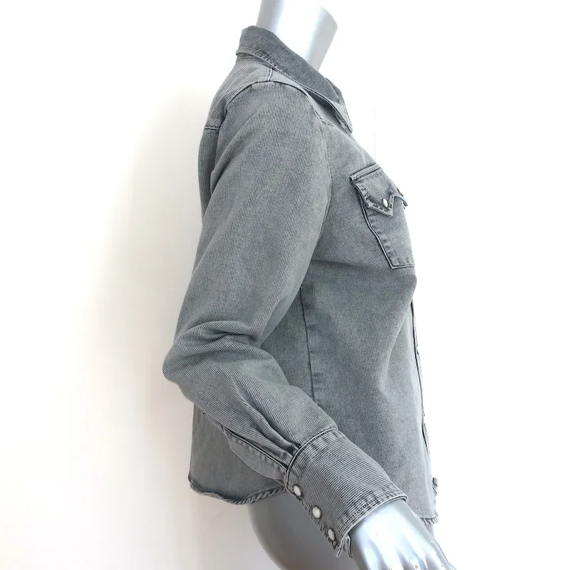 THE GREAT Western Snap-Front Shirt Grau Baumwolle Größe 1 Langarm Oberteil
