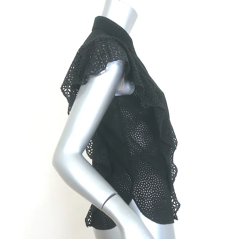 Theory Nova Bluse mit Lochstickerei und Rüschen in Schwarz Größe S Knopfleiste