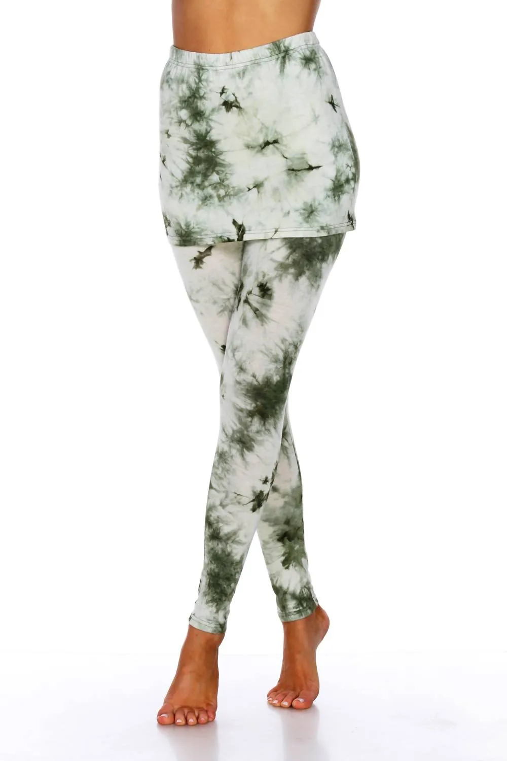 Tie-Dye-Leggings mit Rock in Olive