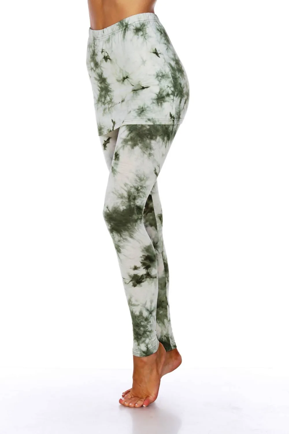 Tie-Dye-Leggings mit Rock in Olive