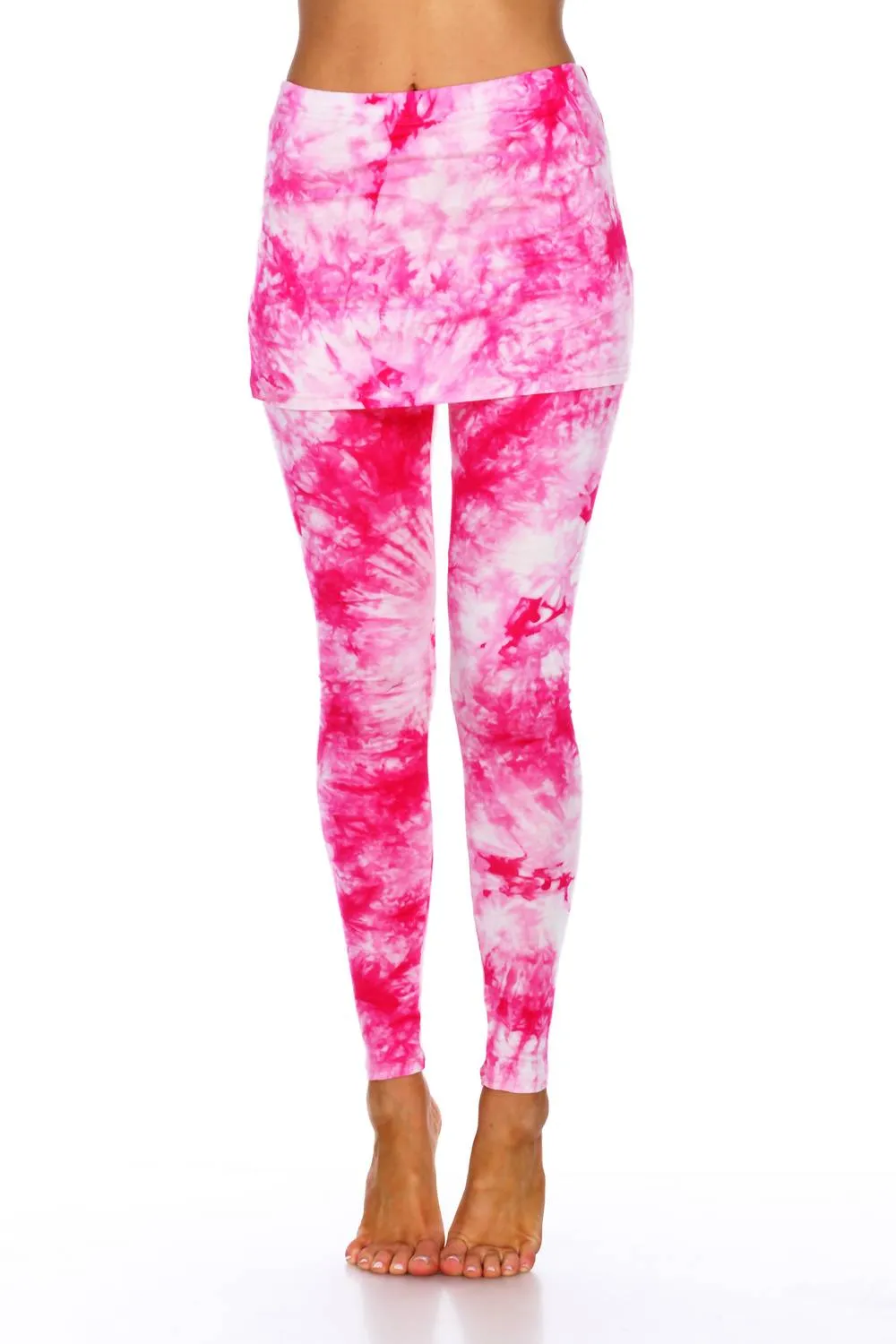 Pinke Wickelfärbe-Leggings mit Rock