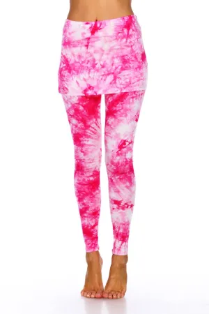 Pinke Wickelfärbe-Leggings mit Rock