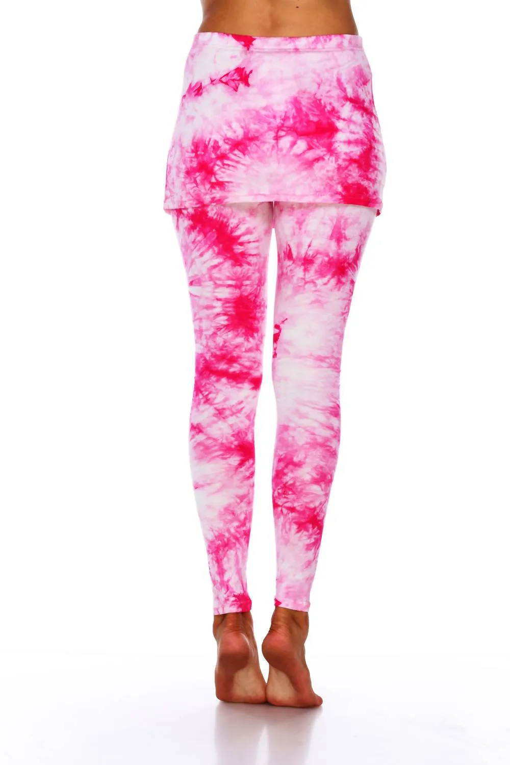 Pinke Wickelfärbe-Leggings mit Rock
