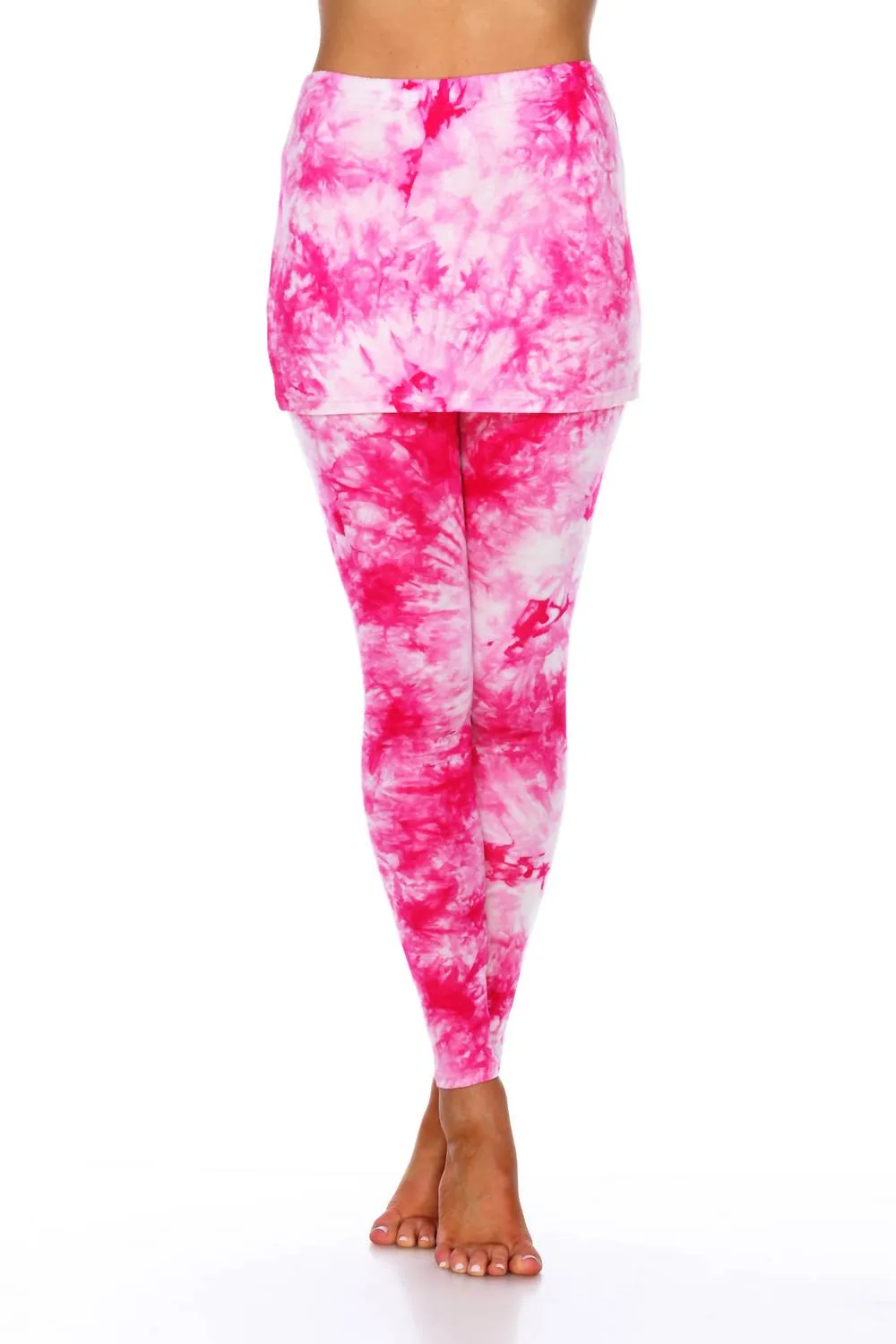 Pinke Wickelfärbe-Leggings mit Rock