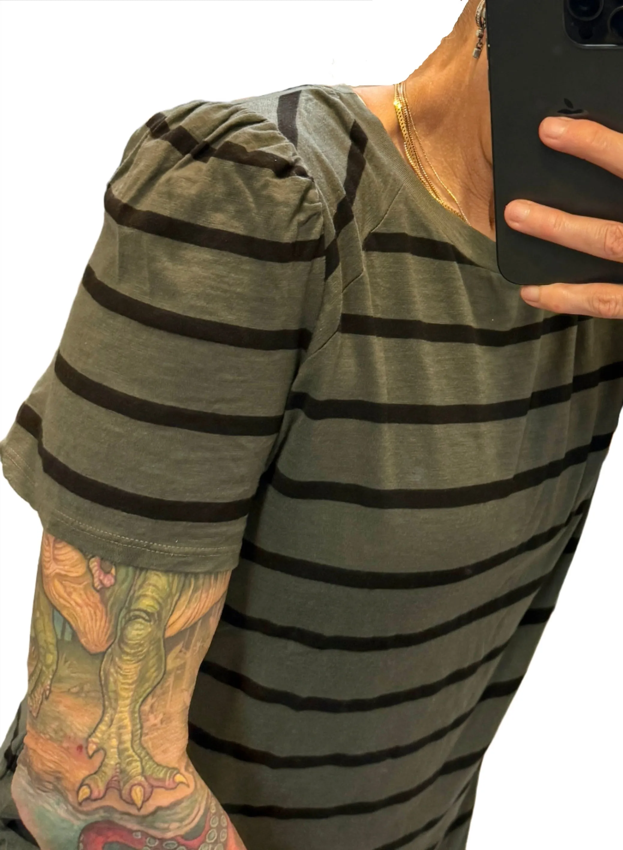 TLA Petite Streifen Puffärmel T-Shirt