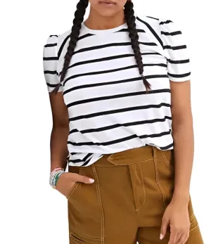 TLA Petite Streifen Puffärmel T-Shirt