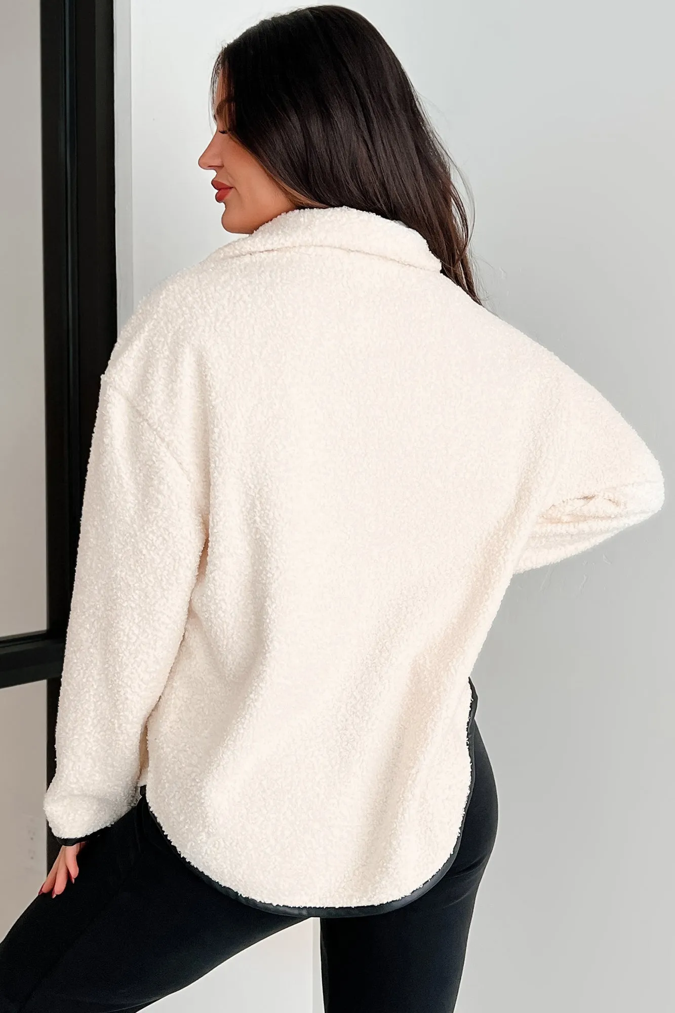 Too Close For Comfort Half-Zip Sherpa Pullover (Creme)