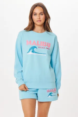 Tropisch blaues Malibu Jet Setter Surf Wash Crewneck