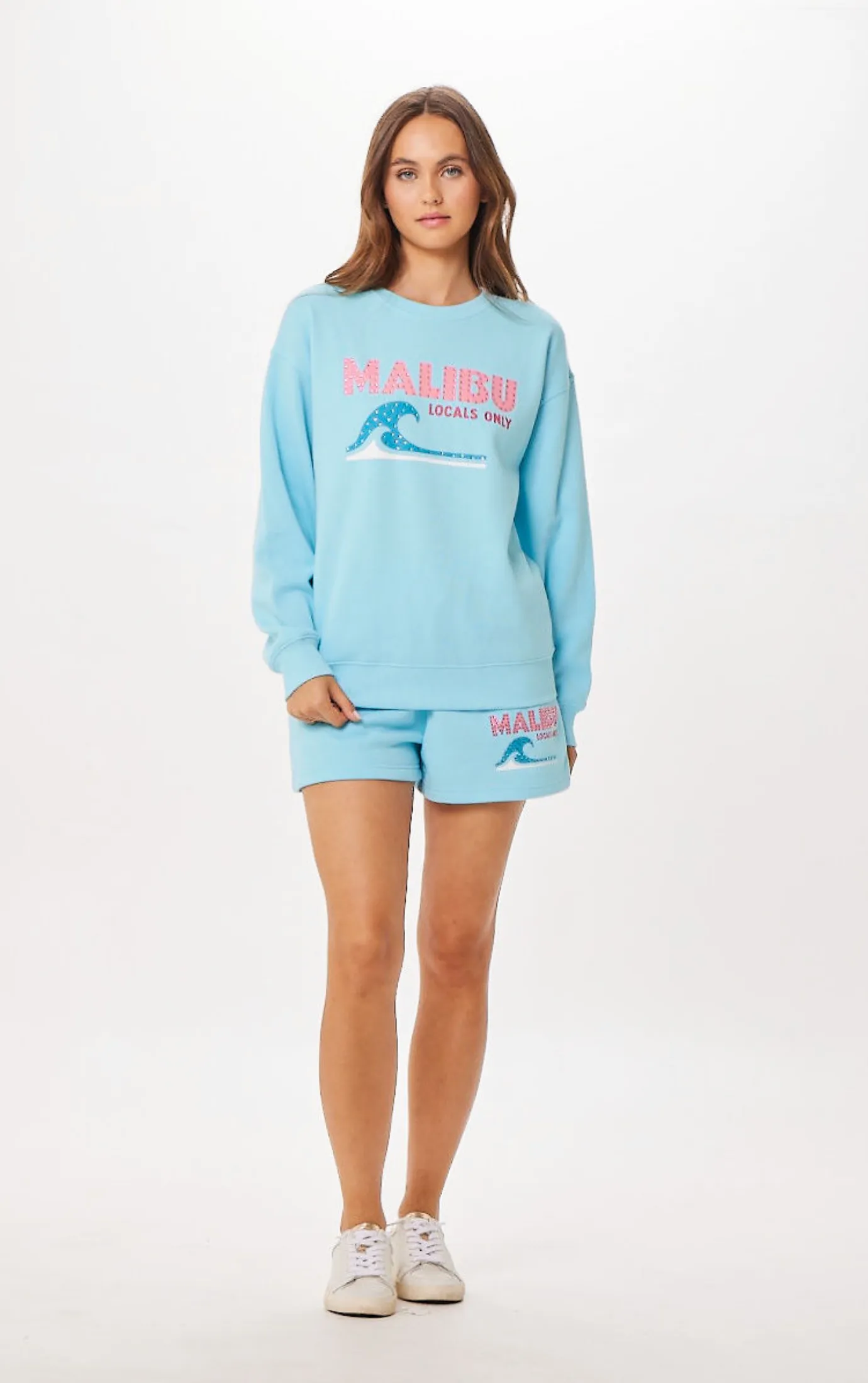 Tropisch blaues Malibu Jet Setter Surf Wash Crewneck