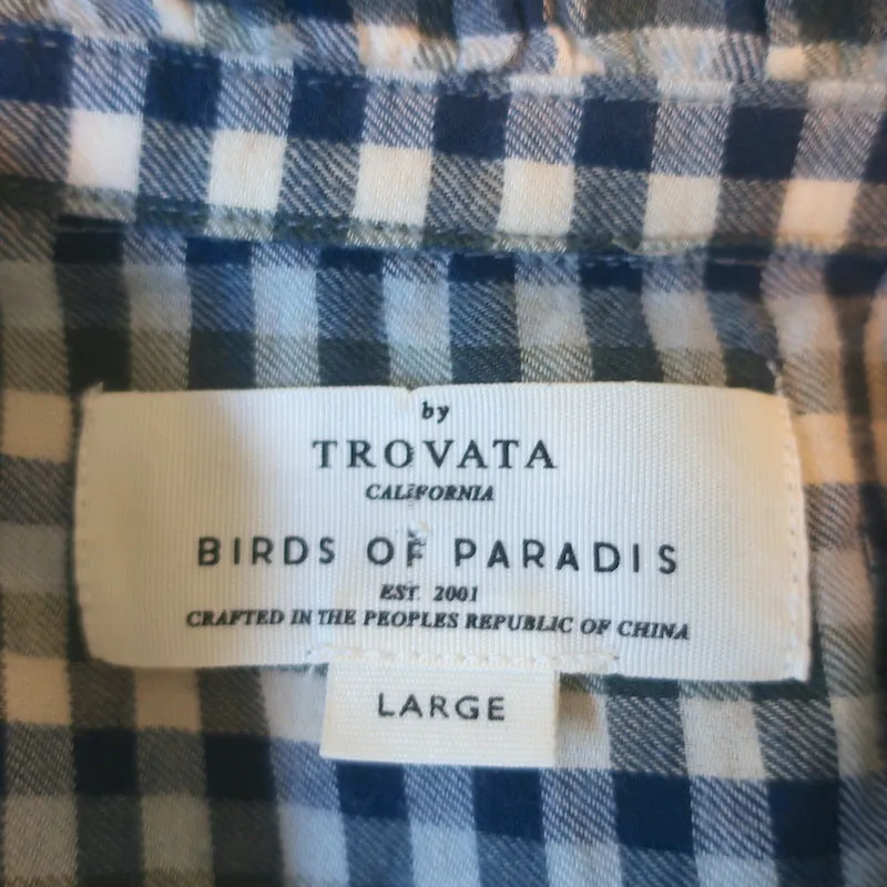 Trovata Birds of Paradise Helena Rüschenbesetztes Hemd Blau Bluff Check Größe L