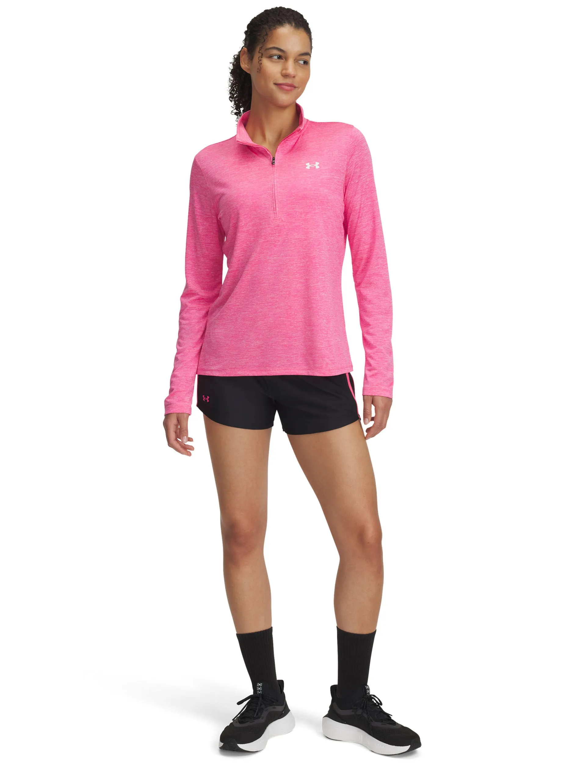 UA Tech Play Up Shorts - Schwarz/Super Pink