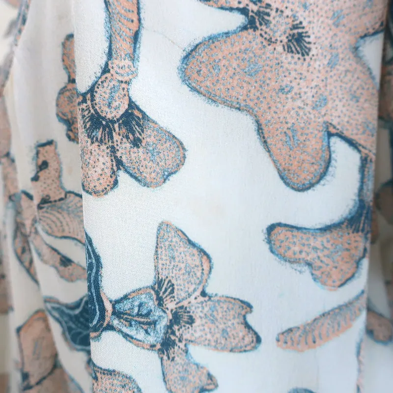 Ulla Johnson Desdra Top Cremefarben Gedruckte Seide Größe 6 Puffärmel Bluse