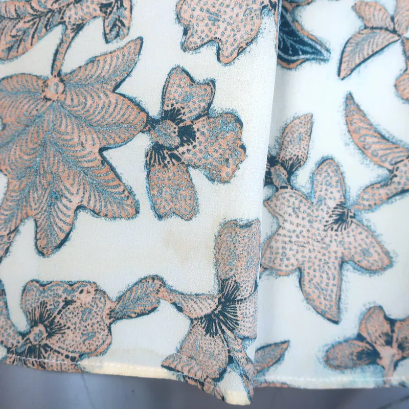 Ulla Johnson Desdra Top Cremefarben Gedruckte Seide Größe 6 Puffärmel Bluse