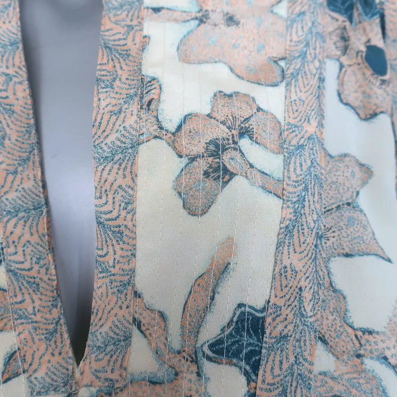 Ulla Johnson Desdra Top Cremefarben Gedruckte Seide Größe 6 Puffärmel Bluse