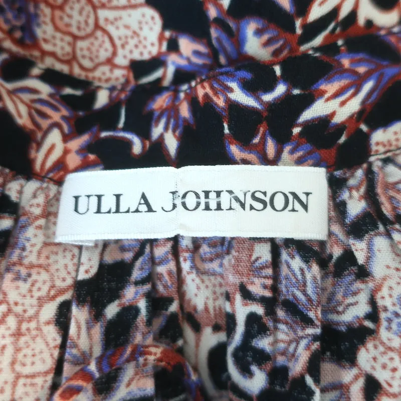 Ulla Johnson Evie Puffärmeliges Oberteil Schwarz/Mehrfarbiger Blumenprint Baumwollmix Größe 0