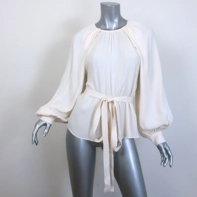 Ulla Johnson Katrine Bündchen-Bluse Elfenbein Crêpe Größe 6 Langarm Top NEU