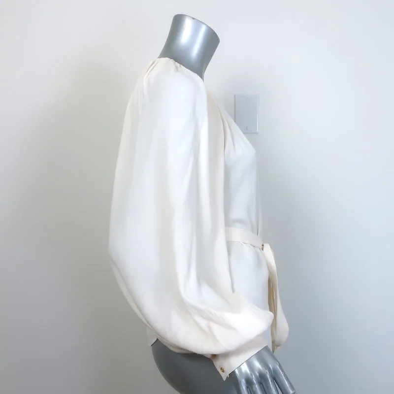 Ulla Johnson Katrine Bündchen-Bluse Elfenbein Crêpe Größe 6 Langarm Top NEU