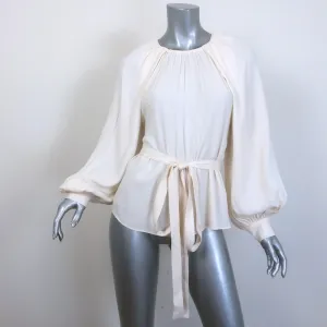 Ulla Johnson Katrine Bündchen-Bluse Elfenbein Crêpe Größe 6 Langarm Top NEU