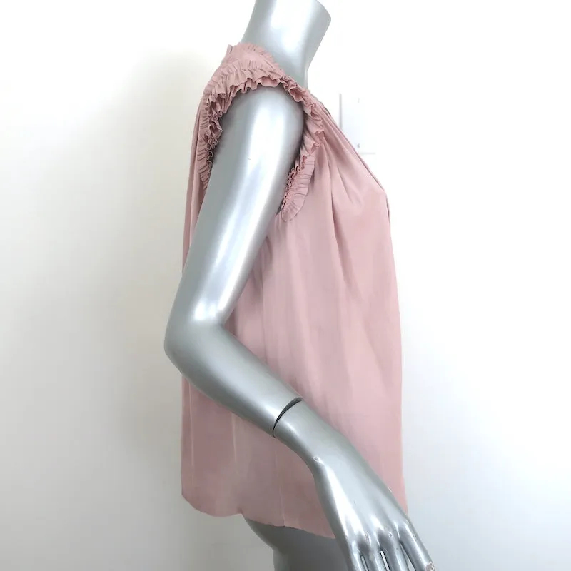 Ulla Johnson Ren Rüschenbluse mit Puffärmeln in Staubrosa Matt-Satin Größe 2