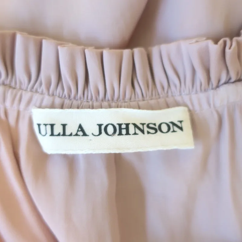 Ulla Johnson Ren Rüschenbluse mit Puffärmeln in Staubrosa Matt-Satin Größe 2