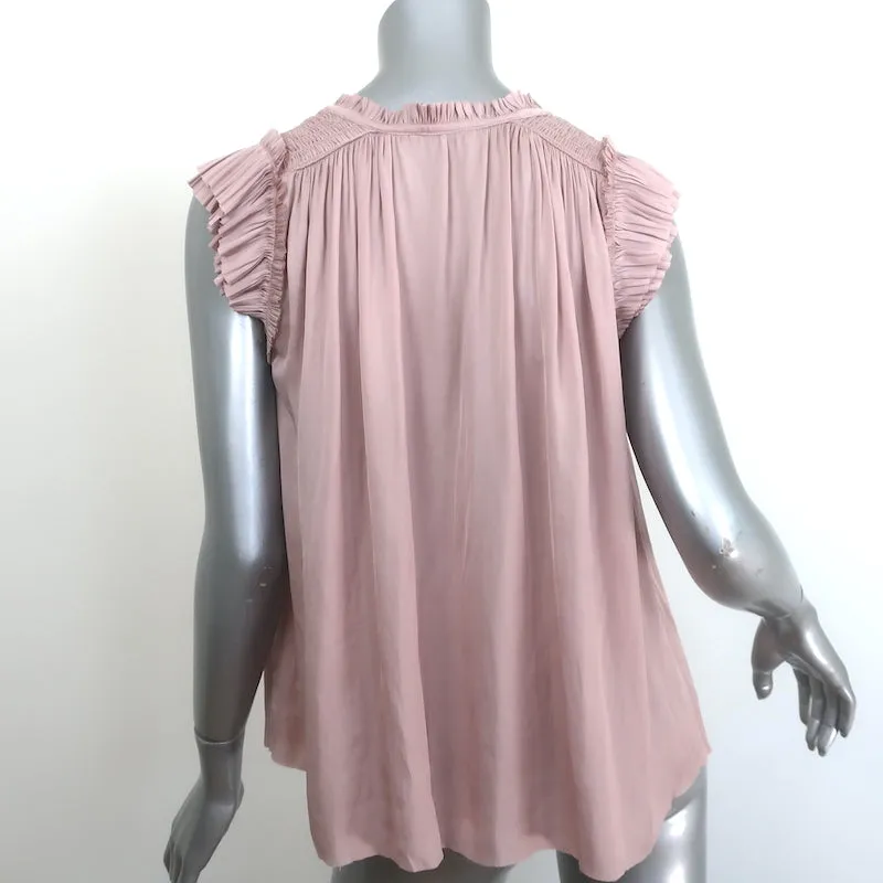 Ulla Johnson Ren Rüschenbluse mit Puffärmeln in Staubrosa Matt-Satin Größe 2