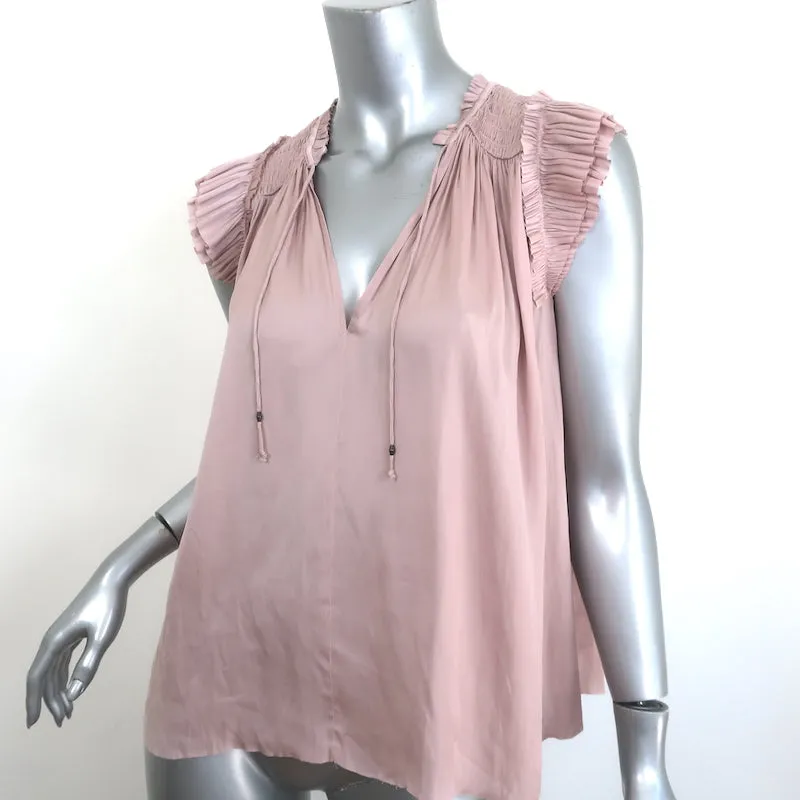 Ulla Johnson Ren Rüschenbluse mit Puffärmeln in Staubrosa Matt-Satin Größe 2