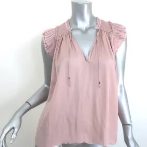 Ulla Johnson Ren Rüschenbluse mit Puffärmeln in Staubrosa Matt-Satin Größe 2