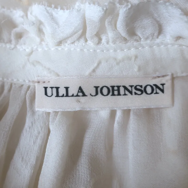 Ulla Johnson Sandrine Bluse Creme Blumen Fil Coupe Größe 2 Langarm Top