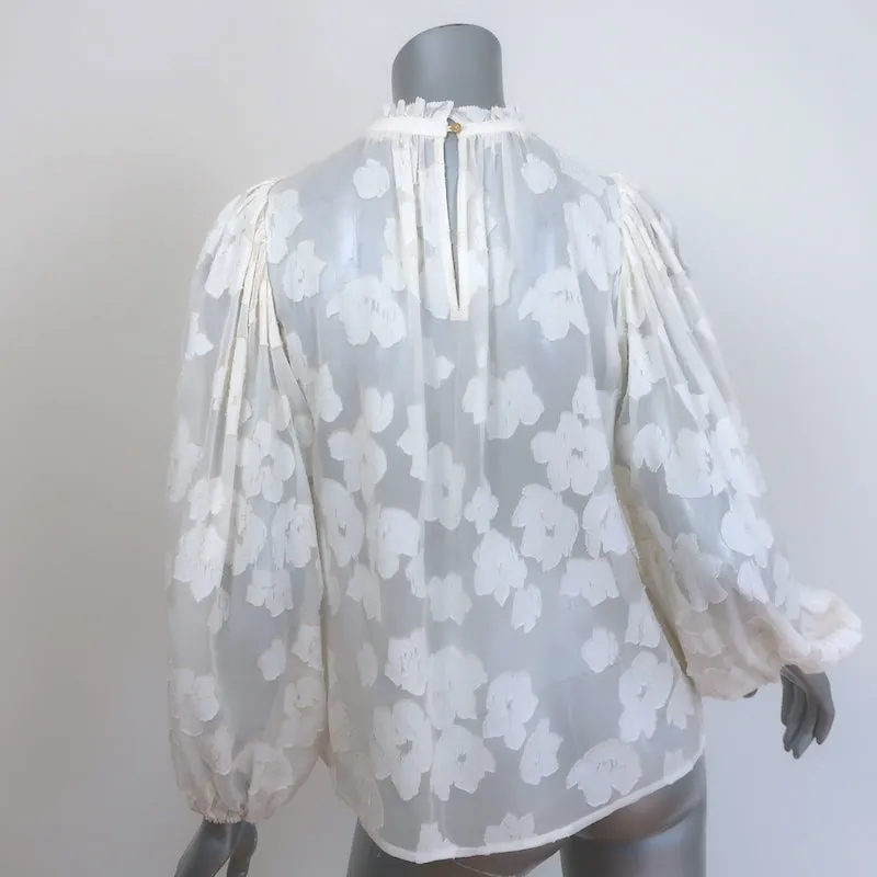 Ulla Johnson Sandrine Bluse Creme Blumen Fil Coupe Größe 2 Langarm Top