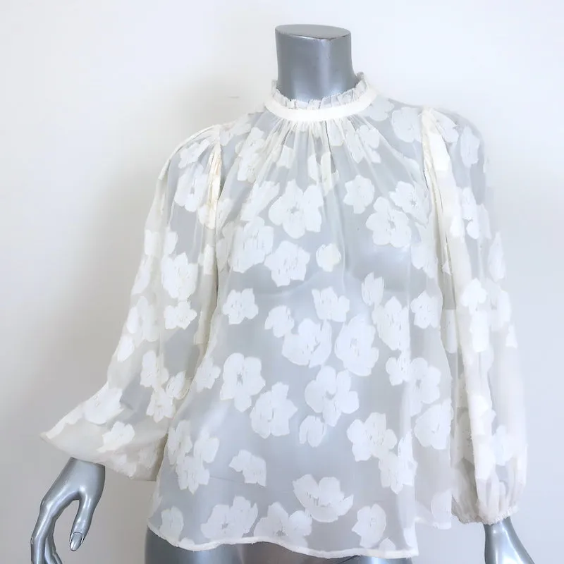 Ulla Johnson Sandrine Bluse Creme Blumen Fil Coupe Größe 2 Langarm Top