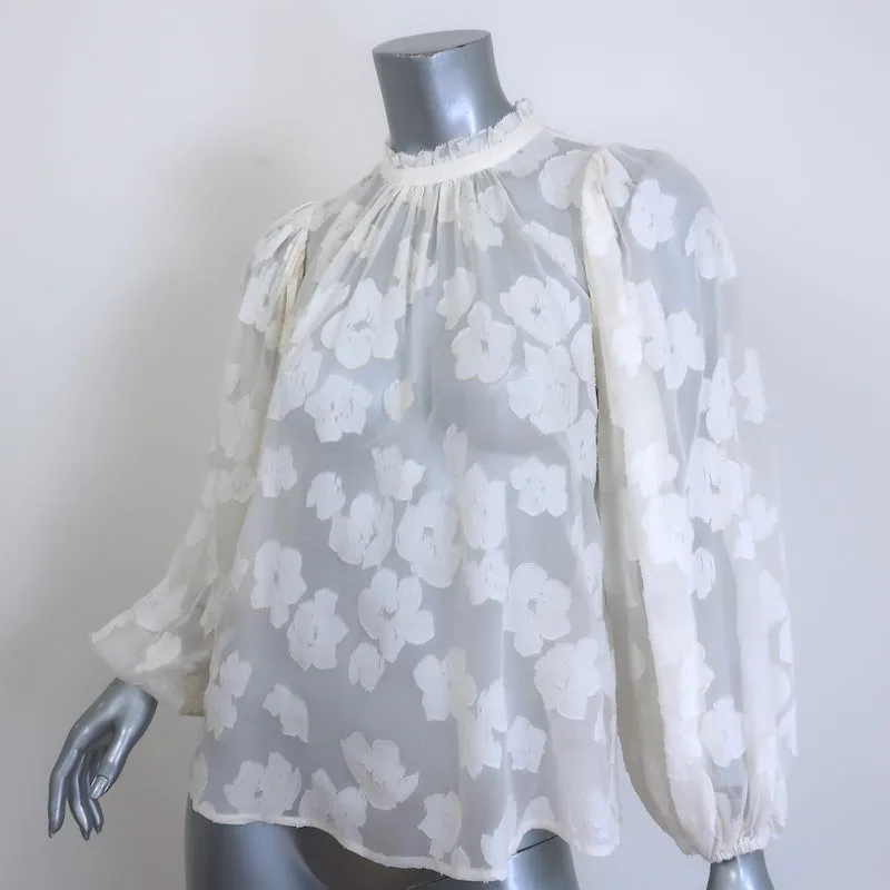 Ulla Johnson Sandrine Bluse Creme Blumen Fil Coupe Größe 2 Langarm Top