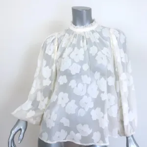 Ulla Johnson Sandrine Bluse Creme Blumen Fil Coupe Größe 2 Langarm Top