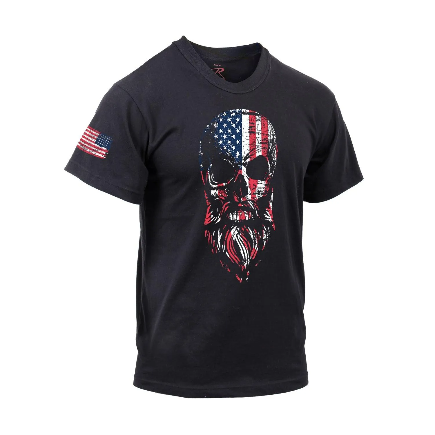 US-Flagge Bärtiger Schädel T-Shirt