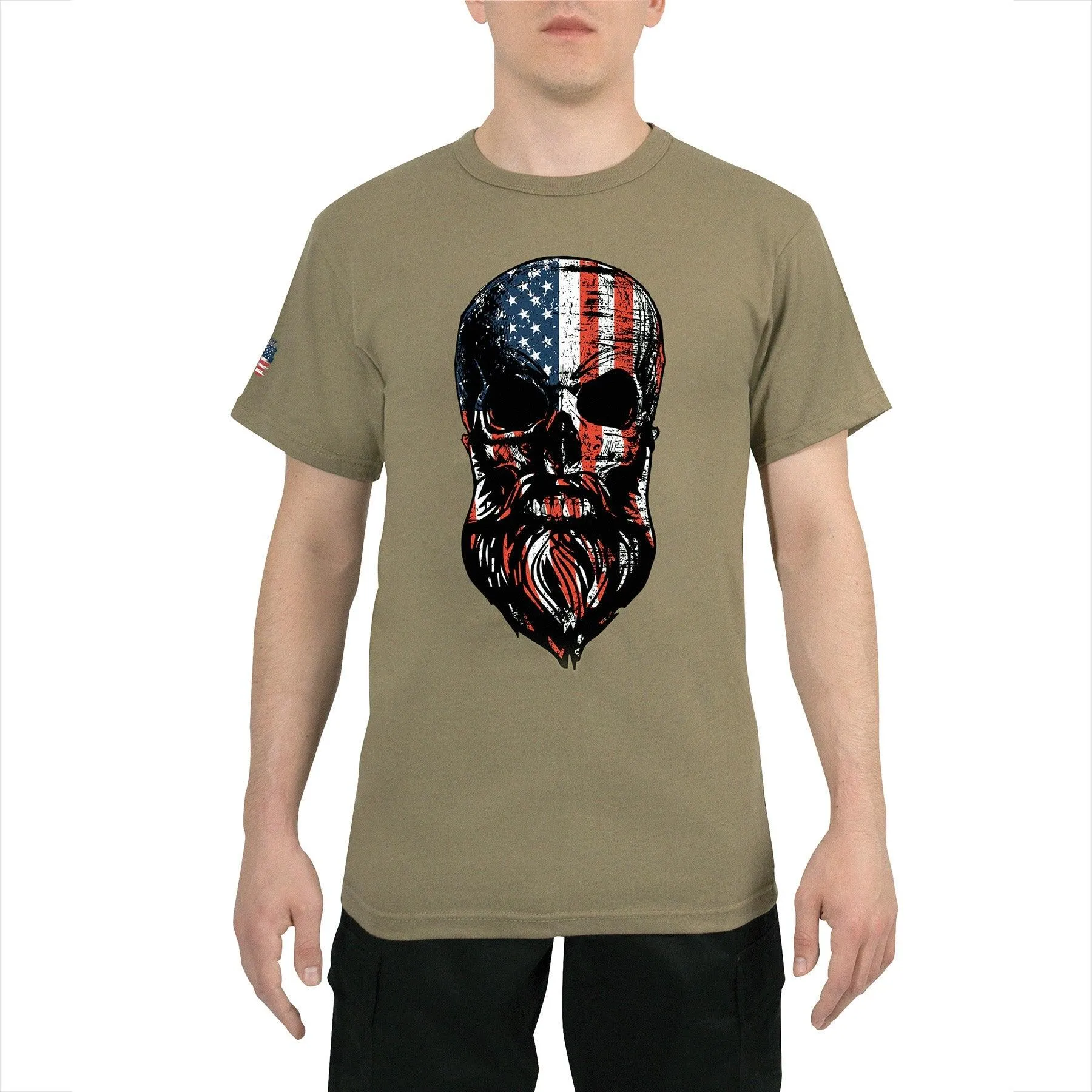 US-Flagge Bärtiger Schädel T-Shirt
