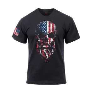 US-Flagge Bärtiger Schädel T-Shirt