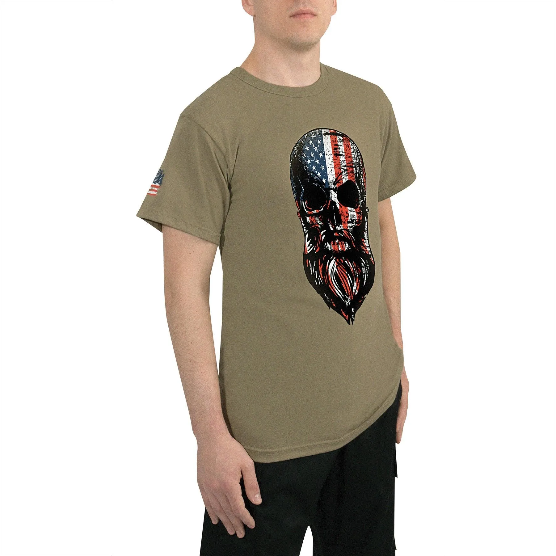 US-Flagge Bärtiger Schädel T-Shirt