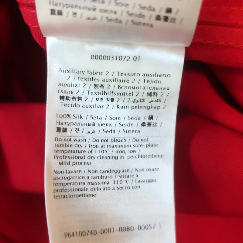 Valentino Rosette Kragenhemd Rot Stretch Baumwolle Größe 42 Langarm Oberteil