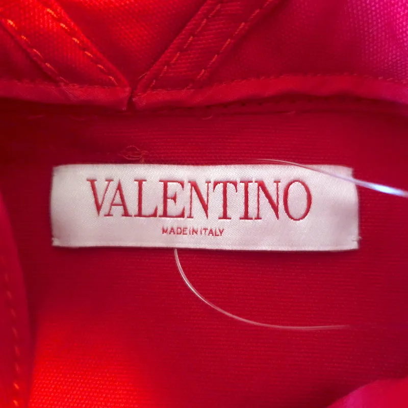 Valentino Rosette Kragenhemd Rot Stretch Baumwolle Größe 42 Langarm Oberteil